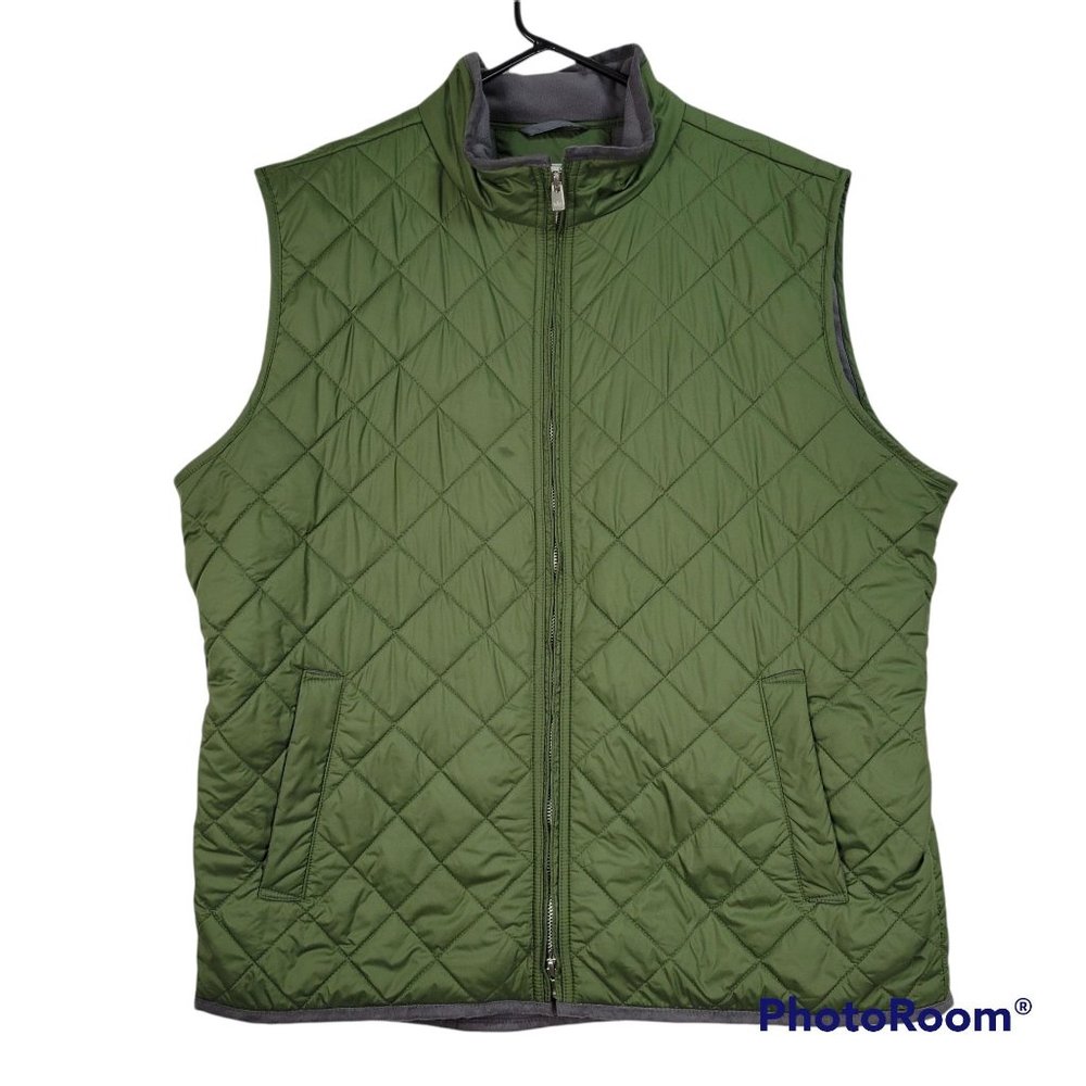 Peter Millar Forest Green Quilted Winter Sleeveless Vest Size Large